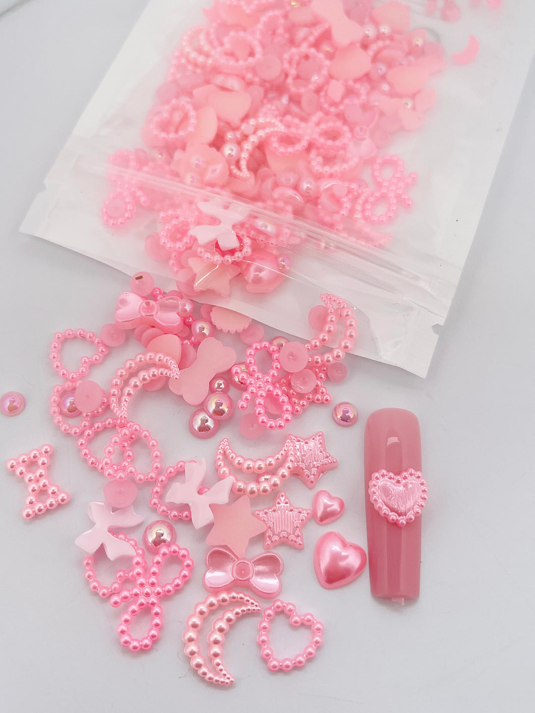 Pink Mixed Resin Valentine Nail Charms