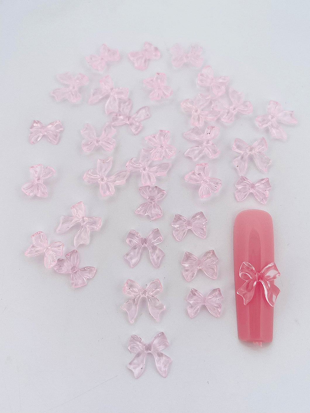 Transparent Pink Resin Nail Bow Charms-30 pieces