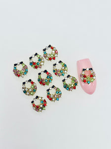 Christmas Colorful Wreath Nail Charms-10pcs