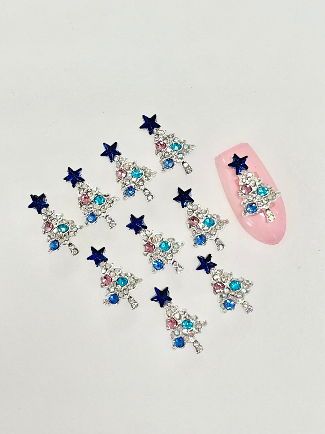 Blue Christmas Tree Nail Charms-10pcs