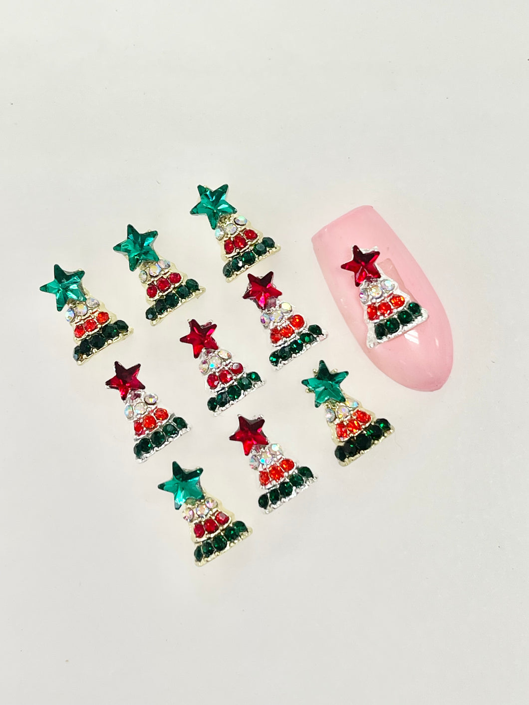 Red Green Christmas Tree Nail Charms-10pcs