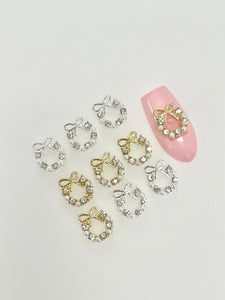 Christmas Gold Silver Wreath Nail Charms-10pcs