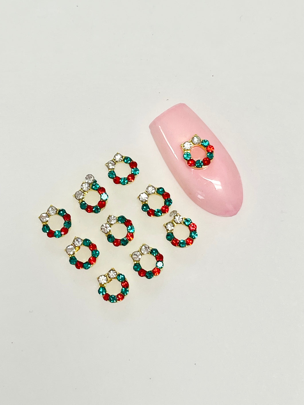 Christmas Mini Wreath Nail Charms-10pcs