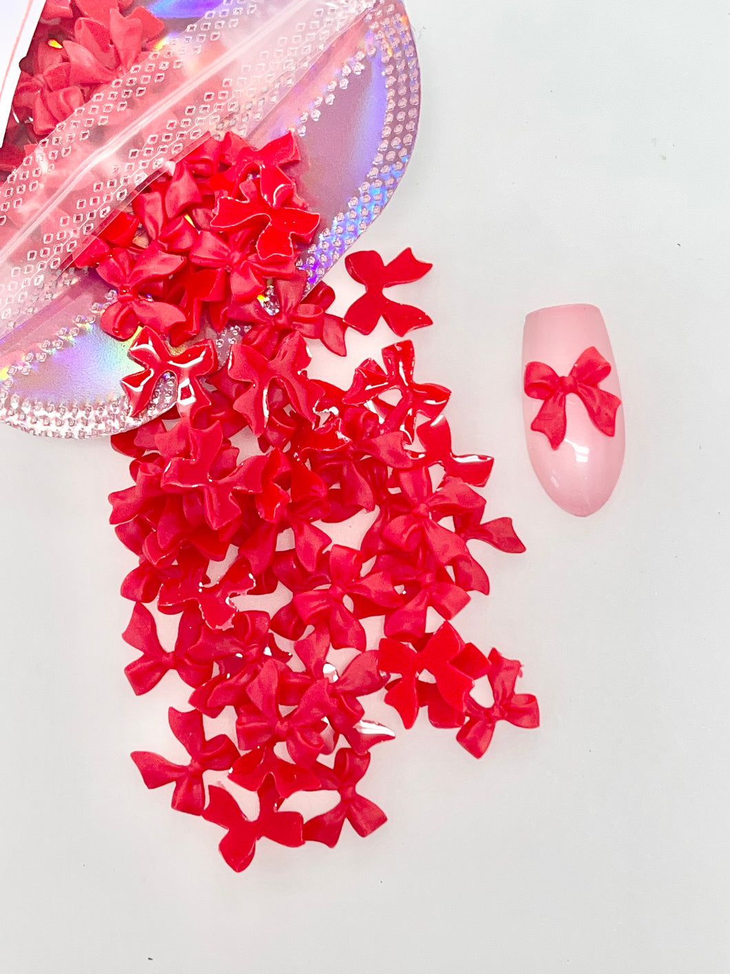 Christmas Red Nail Bow Charms- 50pcs