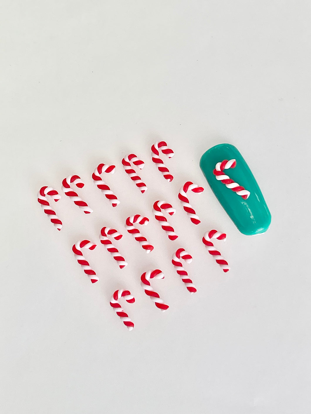 Christmas Red White Candy Cane Nail Charms-10pcs