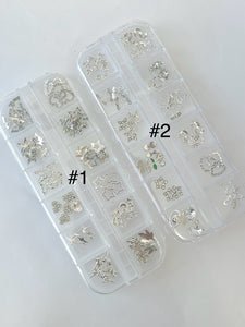 12grids Mixed Silver Nail Charms-