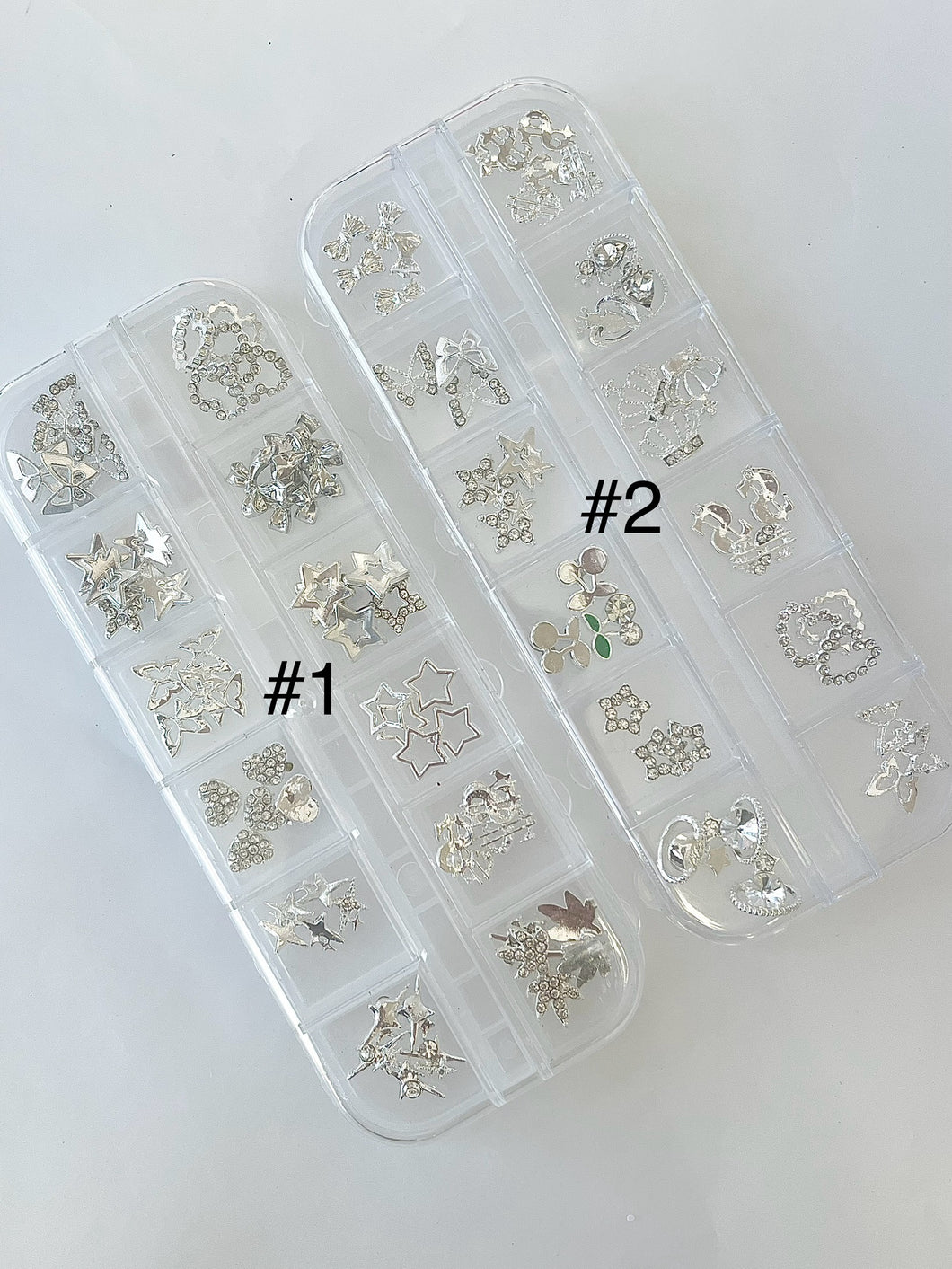 12grids Mixed Silver Nail Charms-