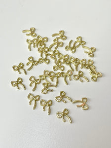 Mini Ribbon Gold Bow Nail Charms-20 Pieces