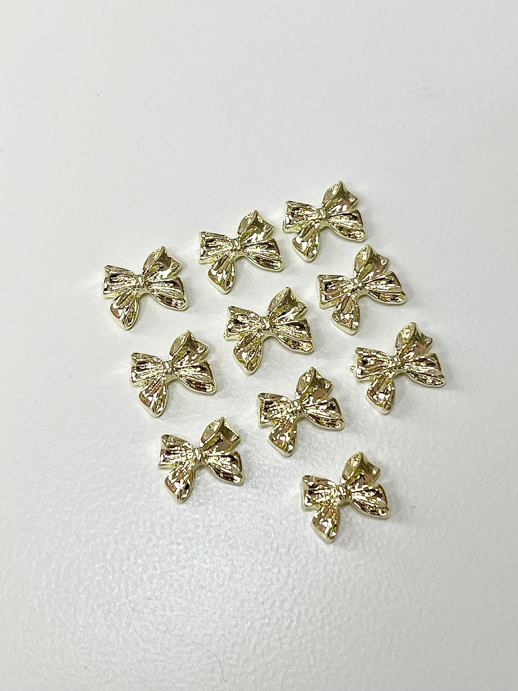 Short Gold Bow Nail Charms-10 Pieces