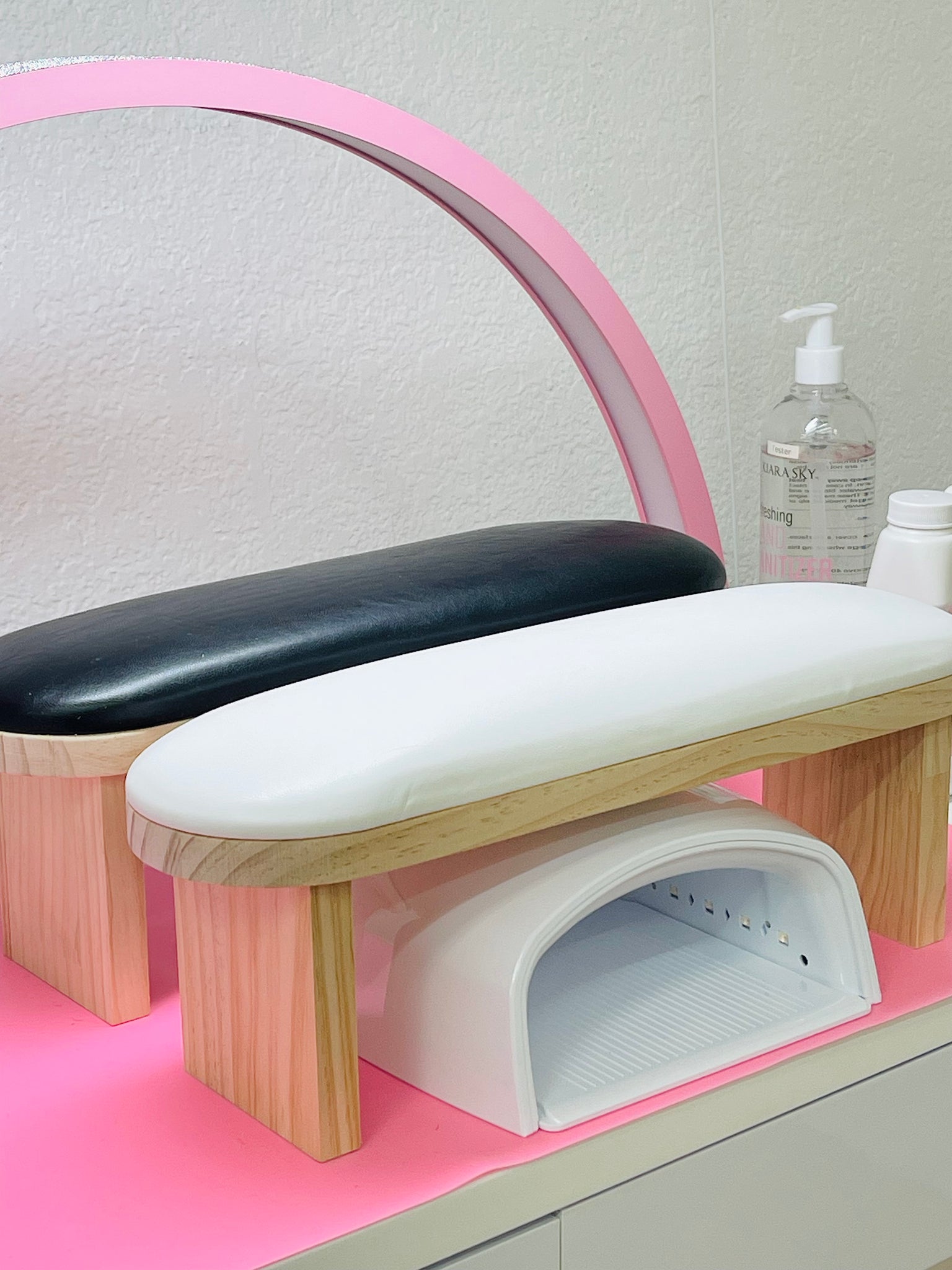 Round Arm Rests Wooden Round Leather Nail Arm Rest – The Additude Shop