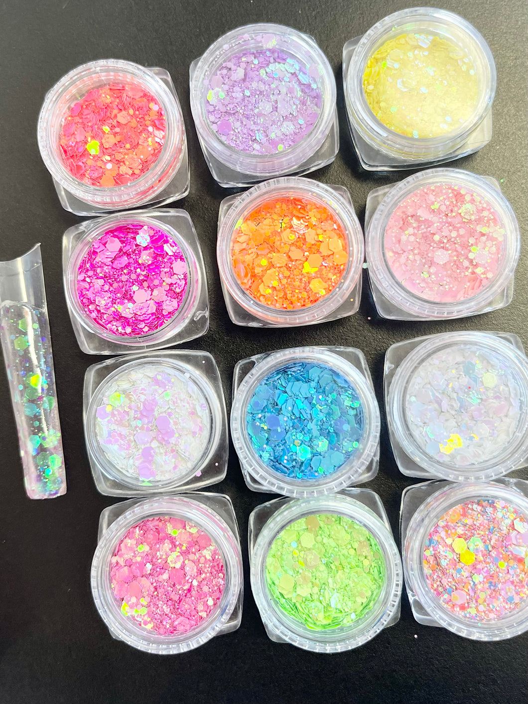 12pcs Pastel Raw Glitters for Nails