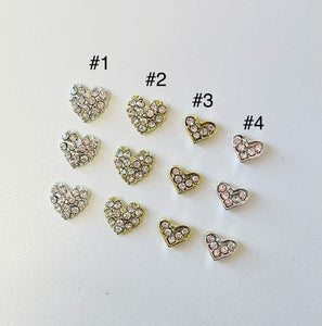 10pcs Rhinestone Heart Nail Charms