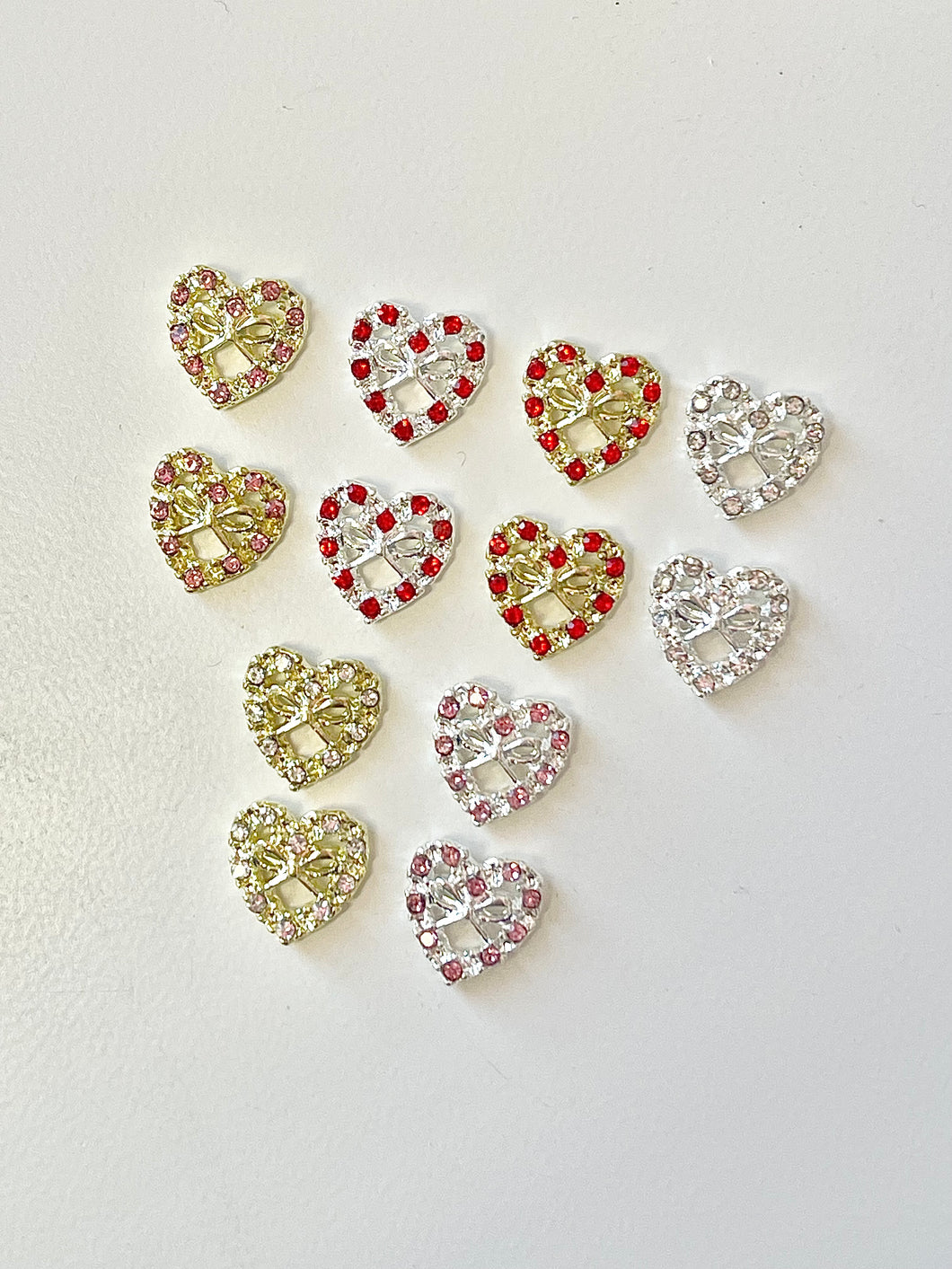 10pcs Heart with Bows Nail Charms