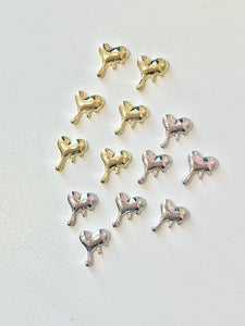 20pcs Drip Gold Silver Hearts Nail Charms