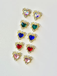 10pcs Vintage Heart Mixed Colors Nail Charms