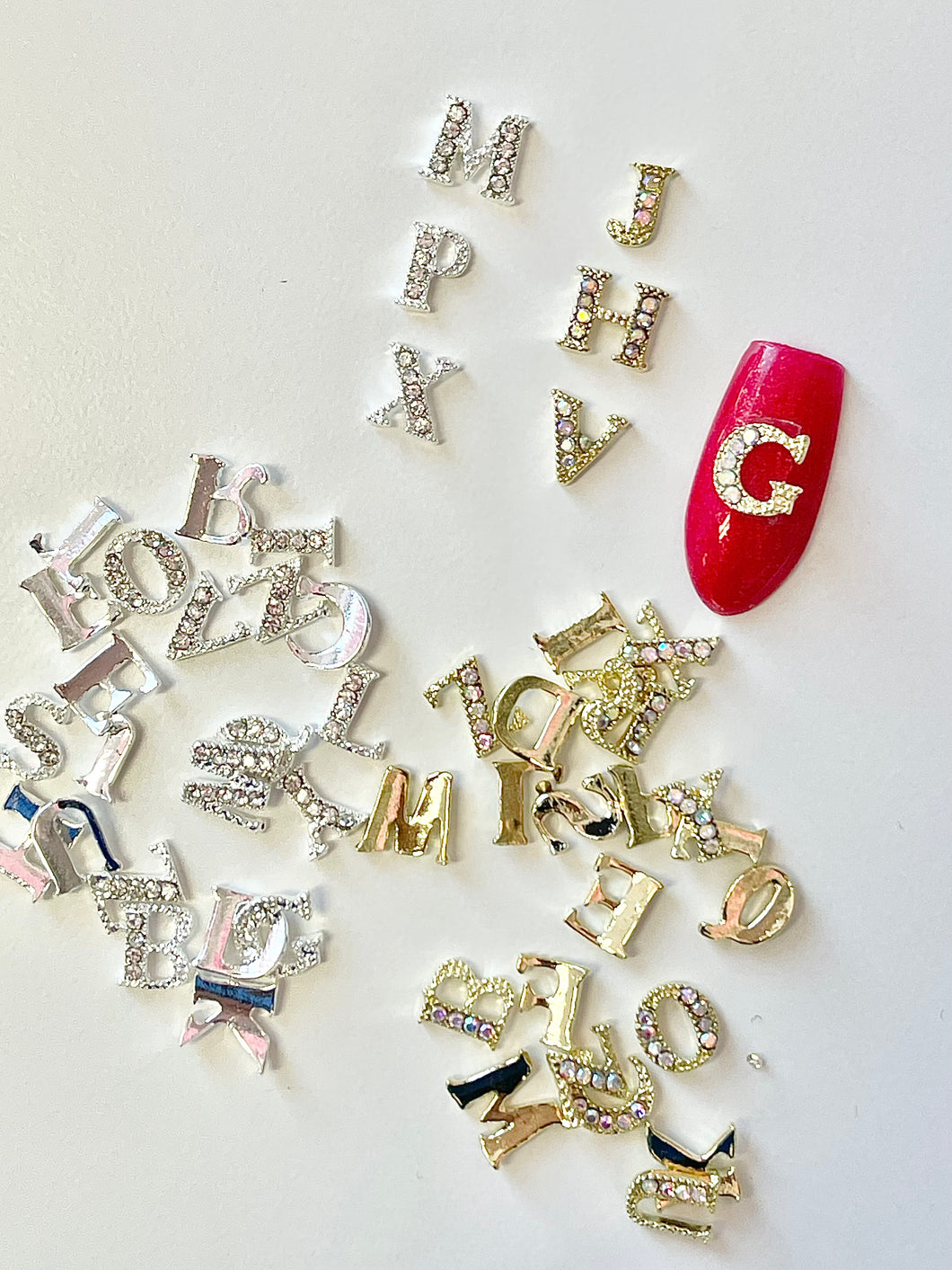 26pcs Small Size Letter Initial Nail Charms