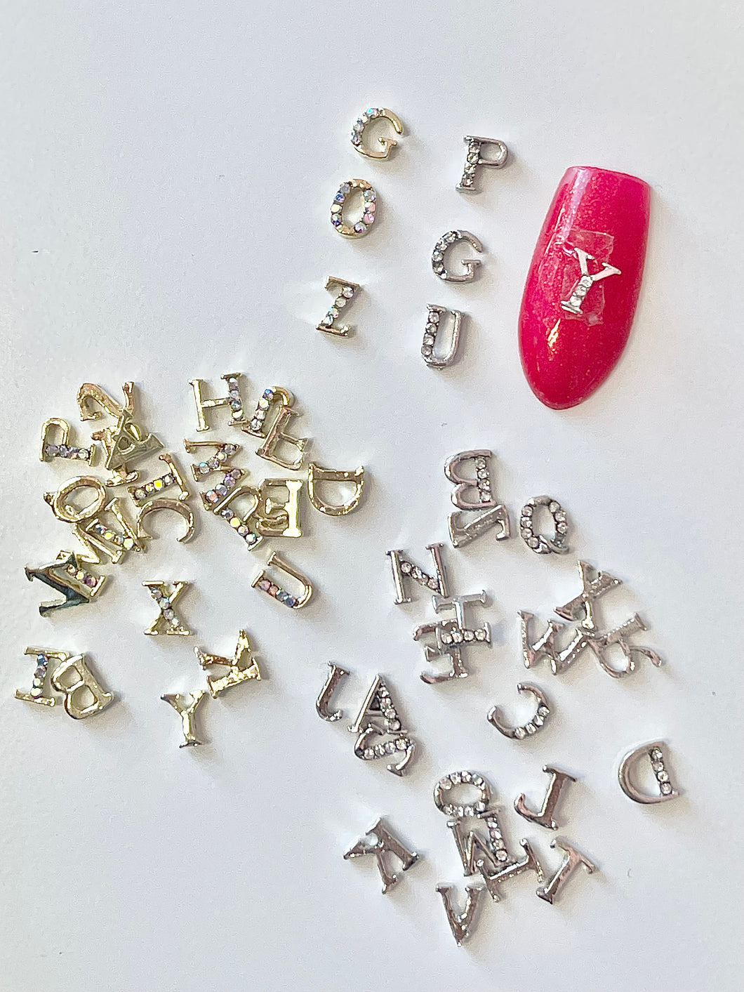 26pcs Small Size Letter Initial Nail Charms