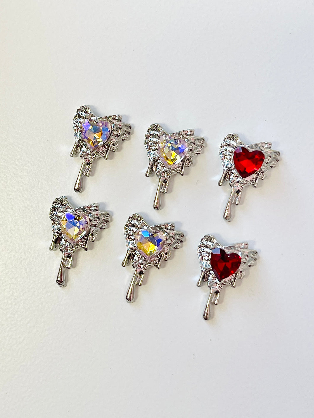 6pcs Drip Heart Nail Charms