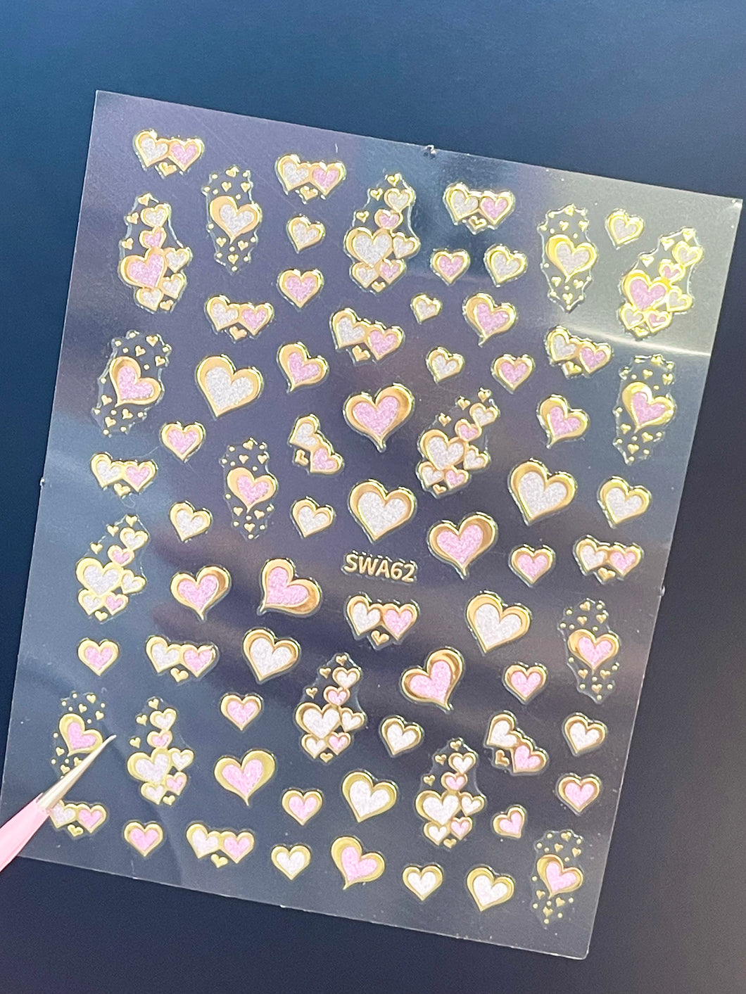 Valentine’s Gold Rim Heart Nail Stickers