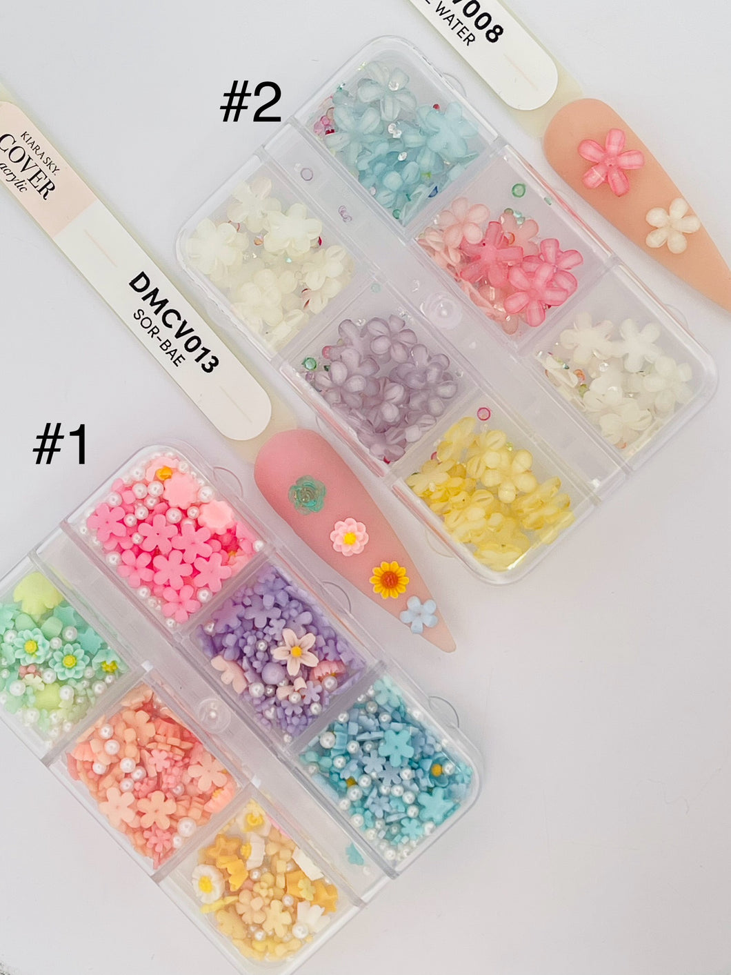 6 Grids Mixed Flowers Nail Art Decoration