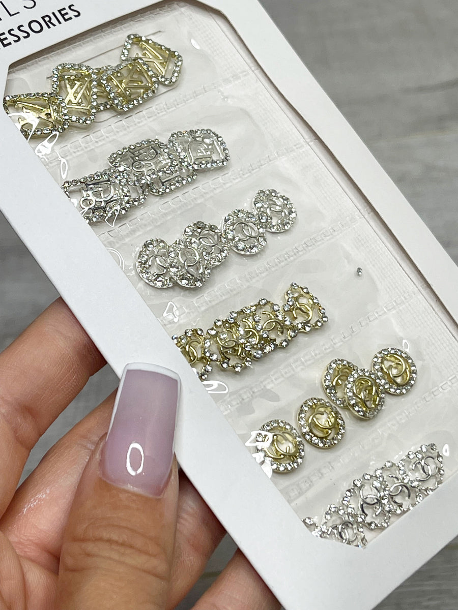 Gold Silver Metal Alloy Nail Art Charms 3D Crystal Diamond