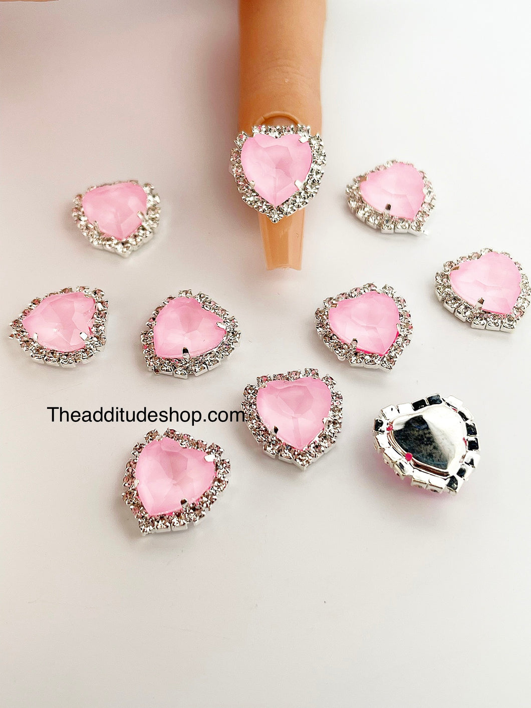 Light Pink Oversized Hearts 3D Nail Charms (10 Pieces)
