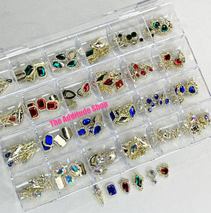 NEW 120 Pieces 3D Nail Charms Bling Box