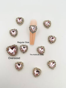 Regular Size Pink Hearts 3D Nail Charms (10 Pieces)