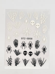 5D Spider Web Halloween Nail Stickers