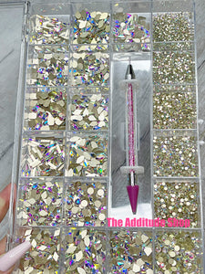 1400 Combo High Quality Glass Nail Crystals Bling Box