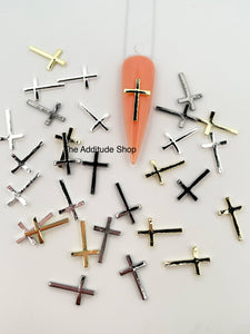 3 Colors Alloy Crosses Nail Charms-30 Pieces