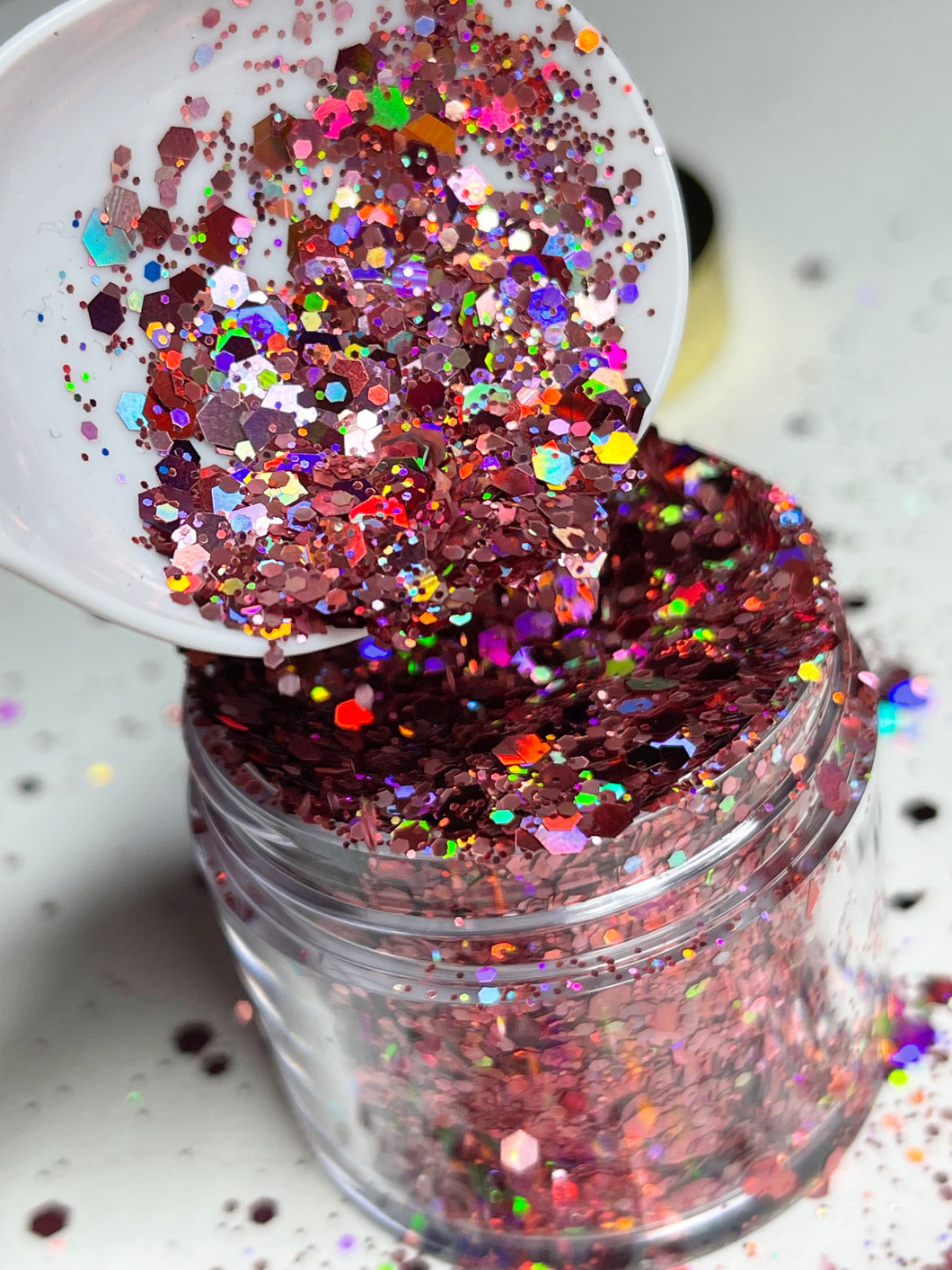 1 Oz Holographic Chunky Pink  Nail Glitters