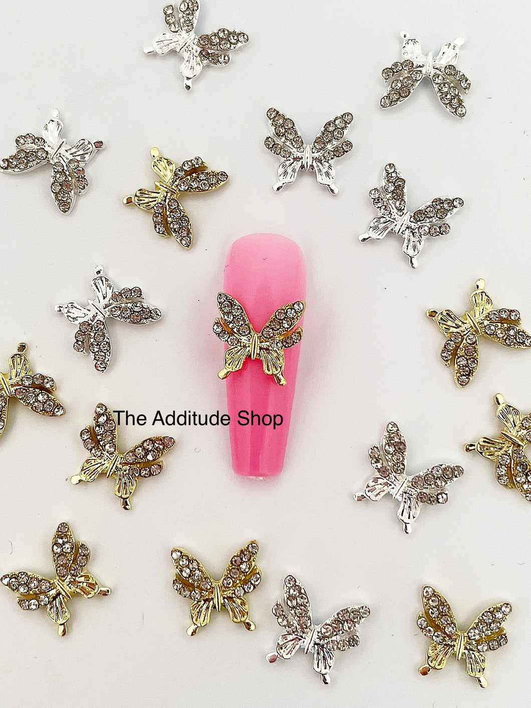 Alloy Rhinestones Butterfly Nail Charms (10 Pieces)
