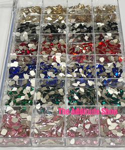 6 Colors Mixed Nail Glass Rhinestones Crystals Bling Box (2,400 Pieces)