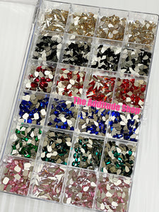6 Colors Mixed Nail Glass Rhinestones Crystals Bling Box (2,400 Pieces)