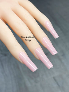 Pink & Nude Soft Gel Long Tapered Square Full Coverage Nail Tips