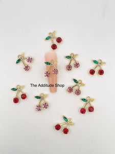Long Cherry Nail Decals Charms-10 pieces