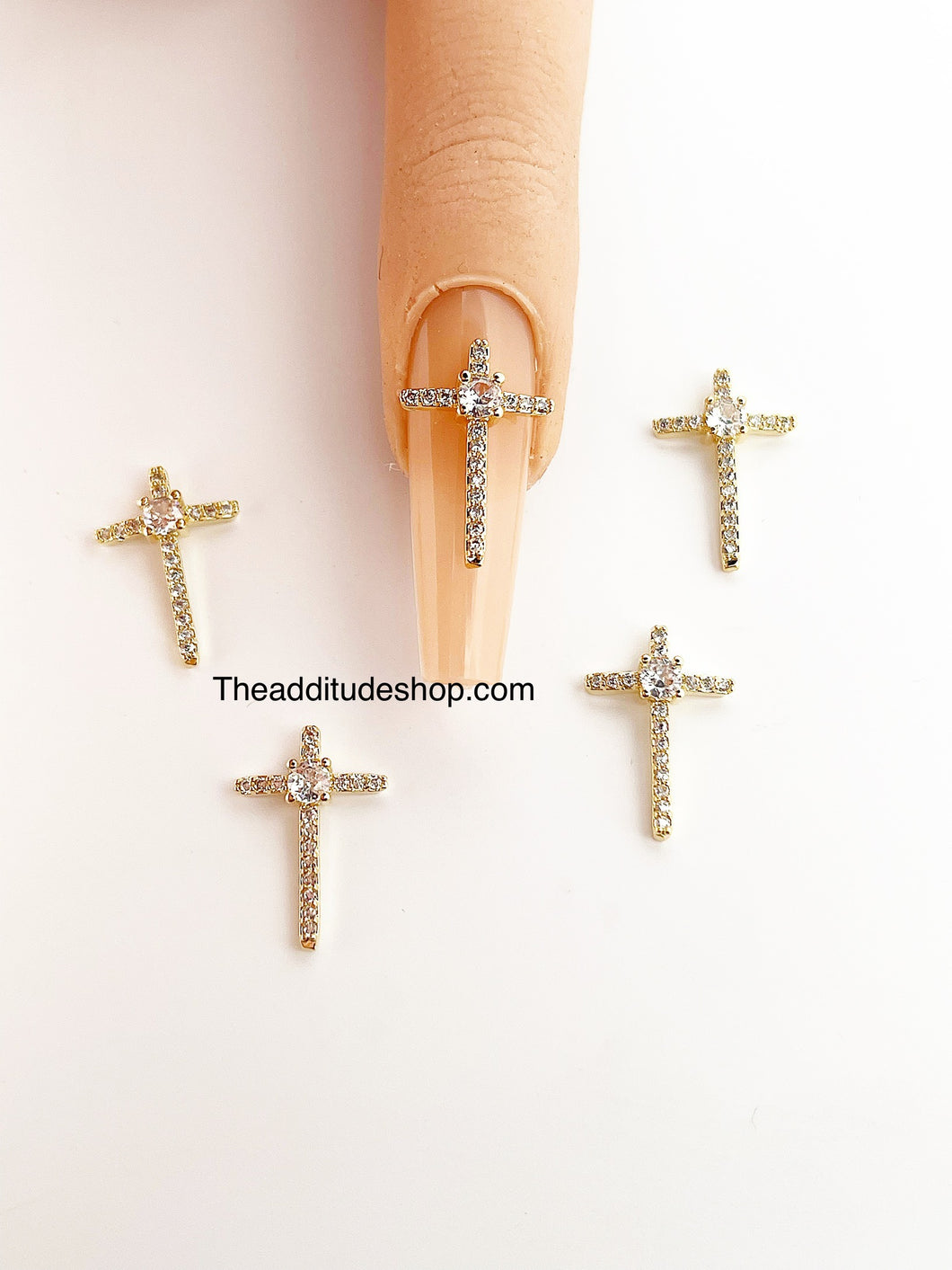 Long Cross 3D Zircon Nail Charms (5 Pieces)