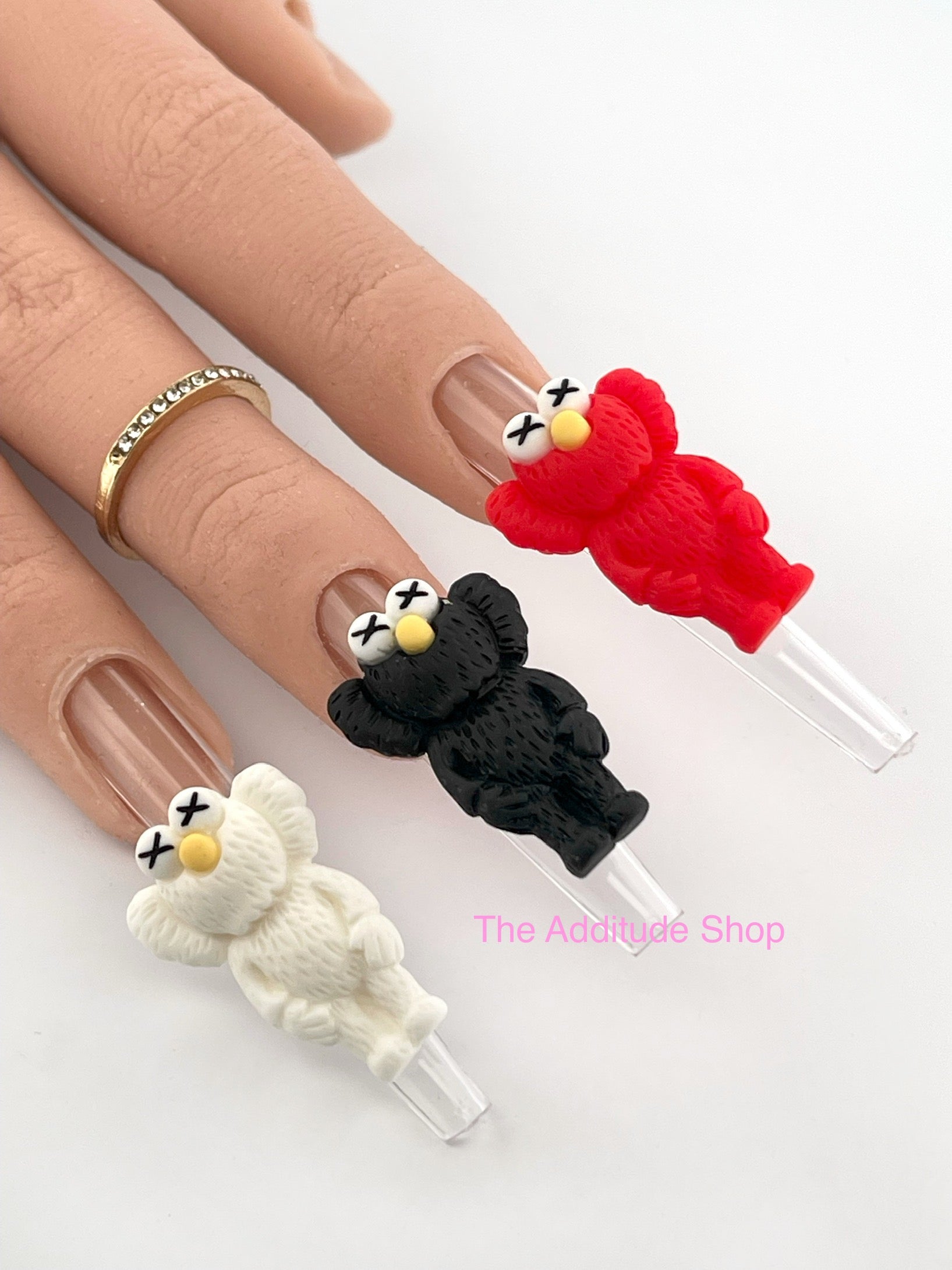  Mini KAWS 3D Nail Charm - Pink Color : Beauty & Personal Care