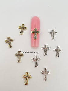 Alloy Cross Nail Charms - 10 Pieces