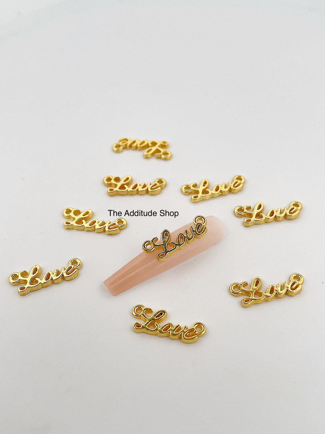 Love Gold 3D Valentine's Nail Charms (10 Pieces)