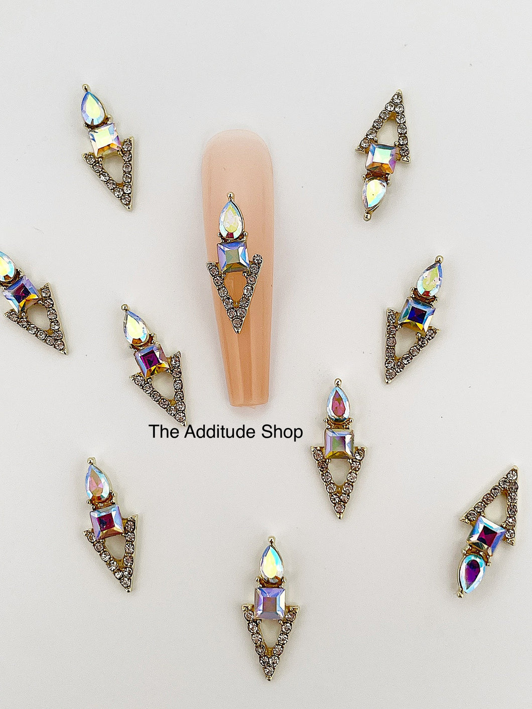 Version 2 Triangle Nail 3D Charms Crystals-10 Pieces