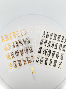 New Oversized Letters nail decals stickers-Black & Gold