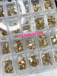 Champagne-400 Pieces Nail Crystals Rhinestones Gems
