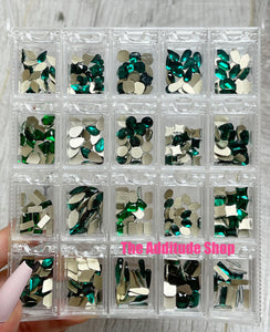 Emerald Green-400 Pieces Nail Crystals Rhinestones Gems