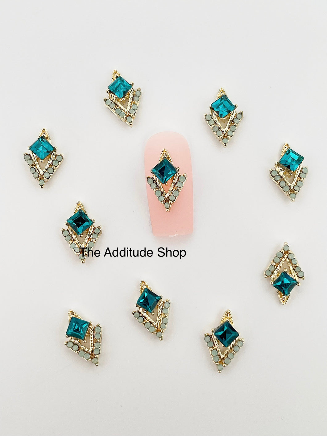 10 Pieces Opal Blue Triangle Nail 3D Charms
