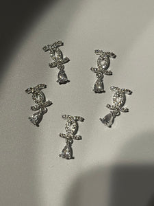 Dangling C Gold Zircon 3D Nail Charms (5 Pieces)