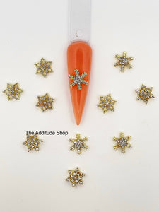 Mixed Snowflakes Alloy Christmas 10 Pieces 3D Nail Charms