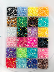 24 Grids Resin Flatback Colorful Nail Rhinestones