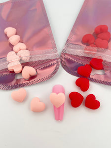 Red Pink Heart Resin 3D Charms Nail-10 Pieces